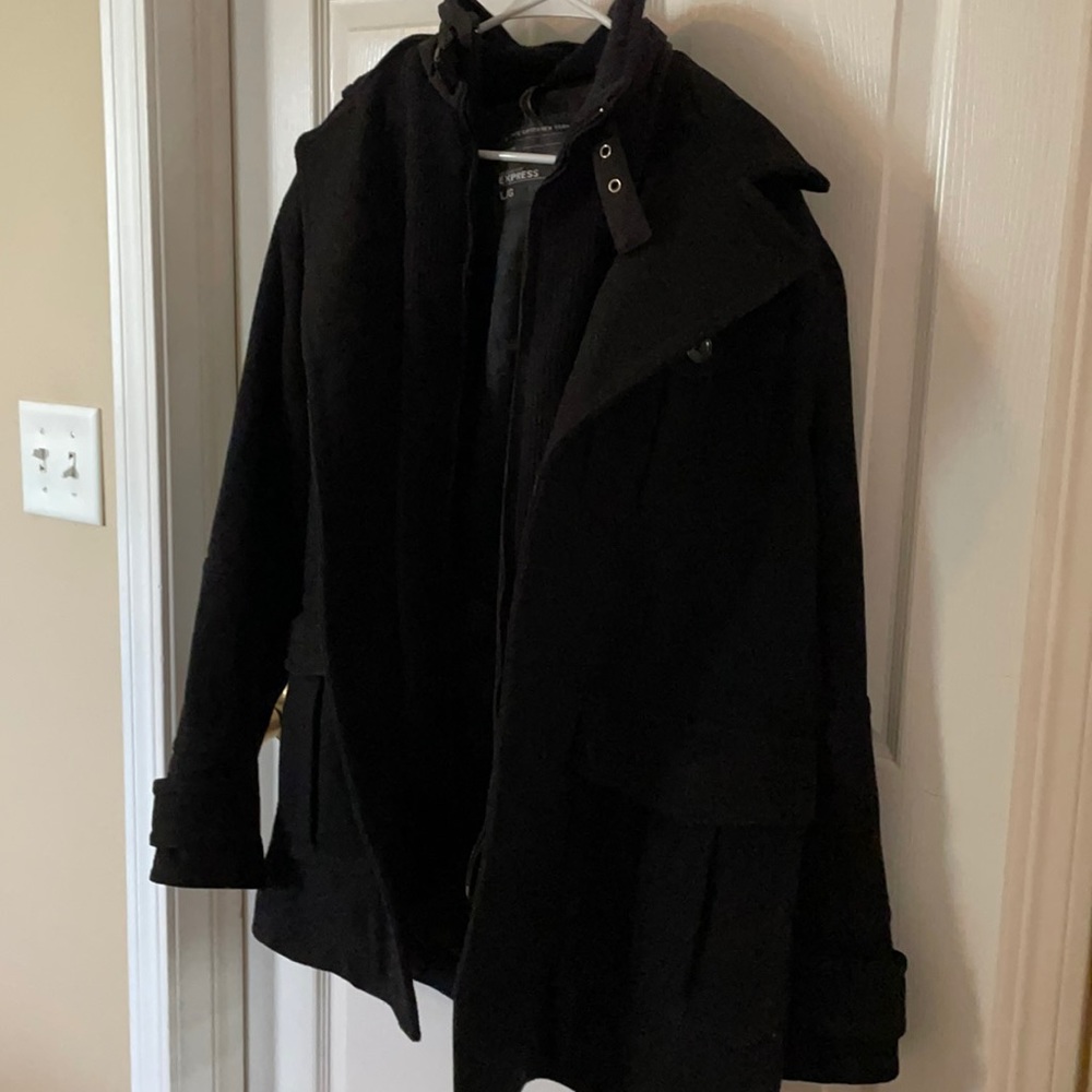 Dress pea coat trench utility style black large